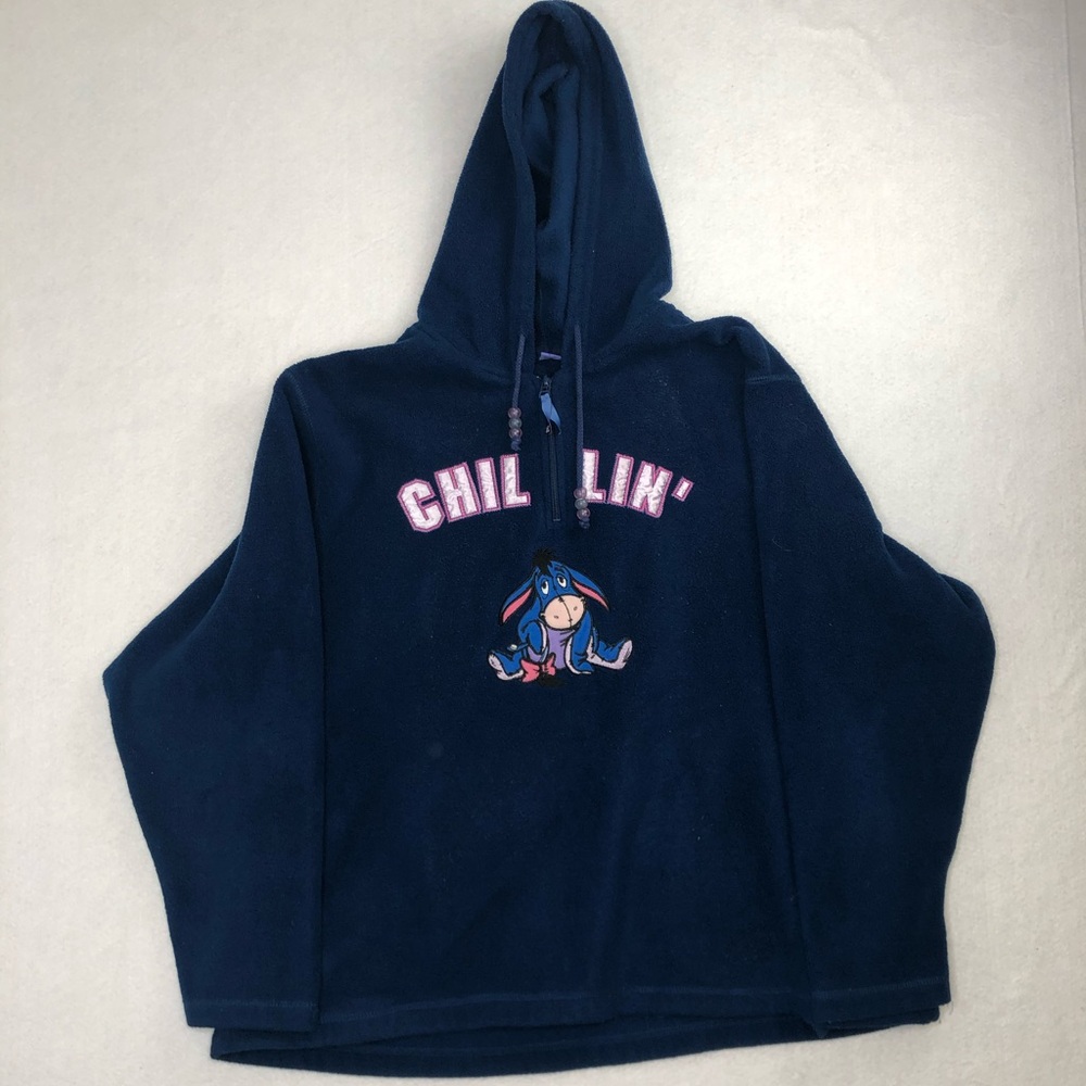 Eyeore Disney vintage fleece blue hoodie XL